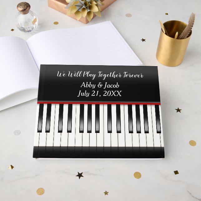 Visitas Libro de firmas de piano de teclado de boda (Anverso Abierto)