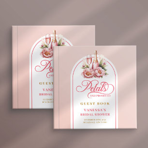 Visitas Libro de firmas de prosecco con pétalos elegantes 