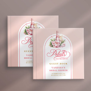 Visitas Libro de firmas de prosecco con pétalos elegantes 