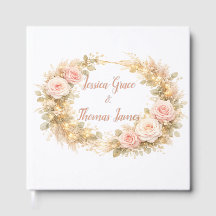 Libro de firmas de rosas suaves rosadas