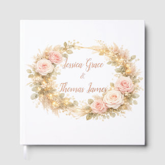 Visitas Libro de firmas de rosas suaves rosadas