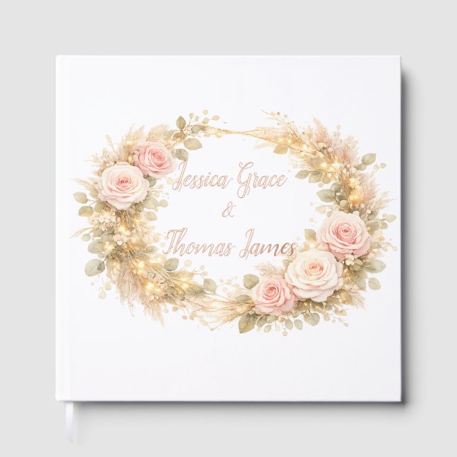 Visitas Libro de firmas de rosas suaves rosadas (Anverso)
