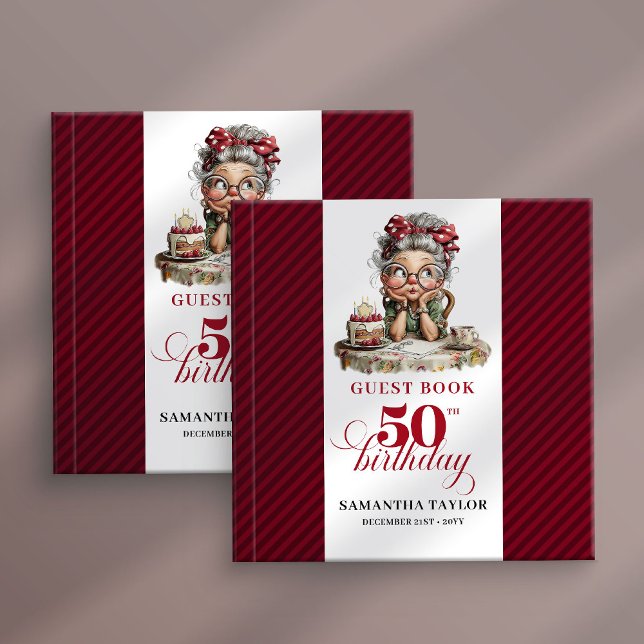 Visitas Libro de firmas divertido para la cumpleañera de 5 (Bold funny 50th lady birthday guest sign in book)
