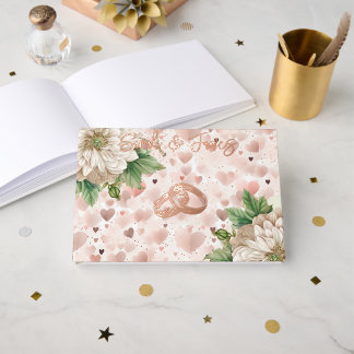 Visitas Libro de firmas floral de oro rosa