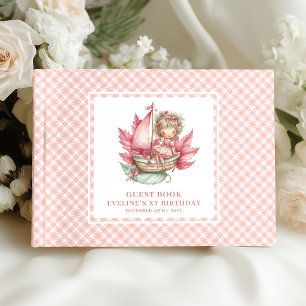 Visitas Libro de firmas floral pastel rosa cumpleaños niña