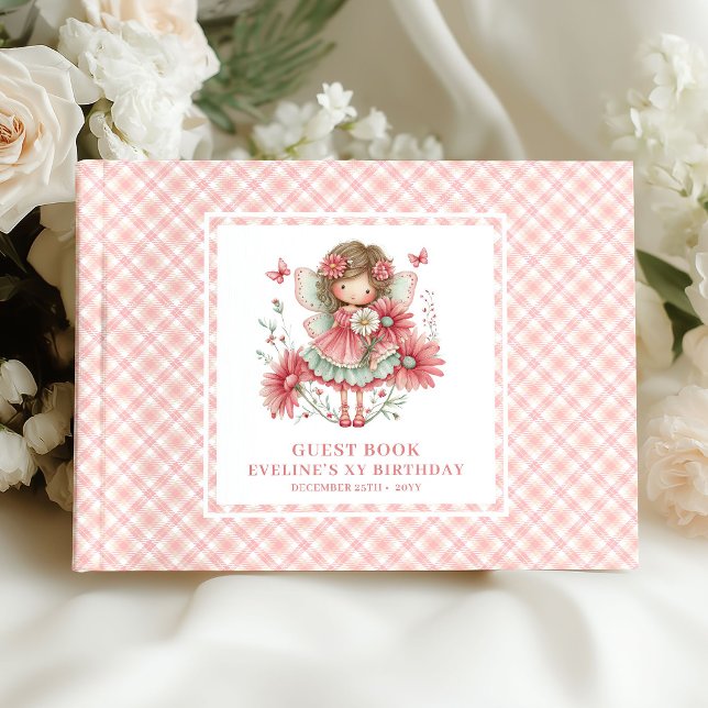 Visitas Libro de firmas floral rosa para el segundo cumple (Cute Fairy Girl 2nd Birthday Floral Pink Guestbook)