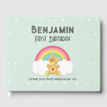 Libro de firmas osito arco iris.