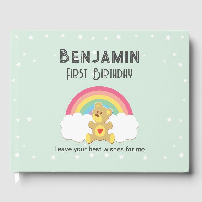 Visitas Libro de firmas osito arco iris. (Anverso)