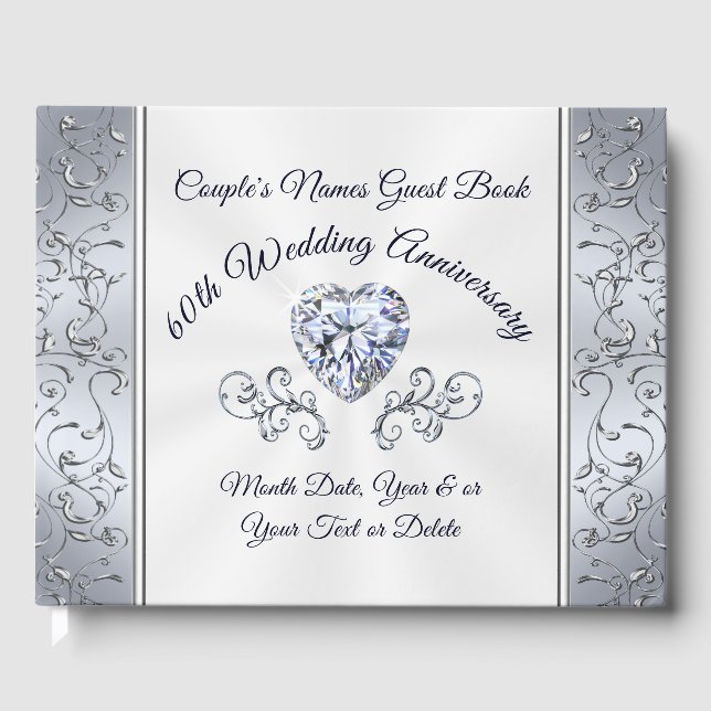 Visitas Libro de firmas para aniversario de bodas Diamante (Anverso)