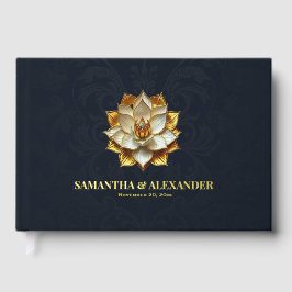 Visitas Libro de Firmas para Boda Gold Lotus Elegante con 