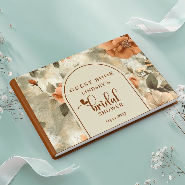 Visitas Libro de firmas para fiesta de compromiso Bohemian (Bohemian Burnt Orange Bridal Shower Guest Book)