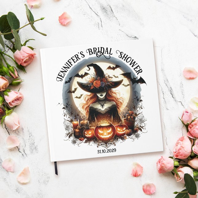 Visitas Libro de firmas para fiesta de compromiso de Bruja (witchy bridal shower guest book)