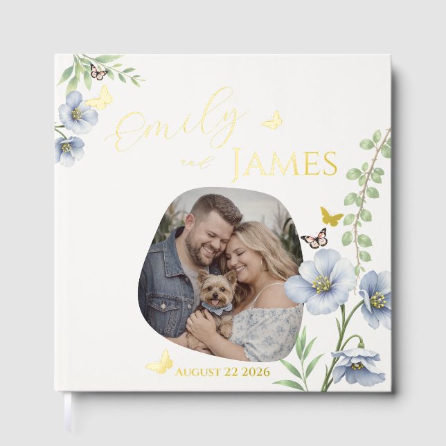 Visitas Libro de firmas para invitados de boda con flores  (Anverso)