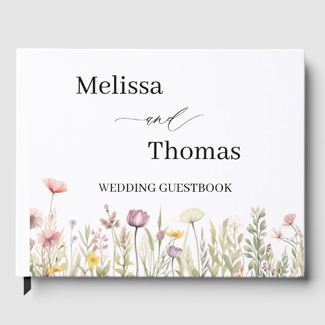 Visitas Libro de firmas para invitados de boda de flores s (Anverso)
