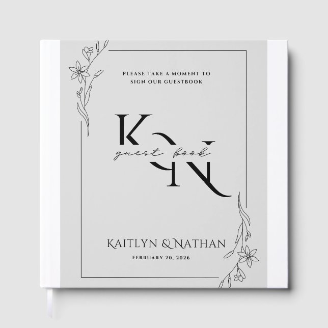 Visitas Libro de firmas para invitados de boda moderno – F (Anverso)