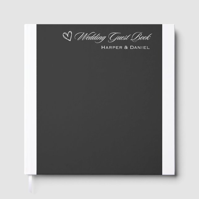 Visitas Libro de firmas para invitados de boda negro clási (Anverso)
