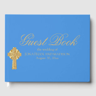 Visitas Libro de invitado Boda azul personalizado, cristia