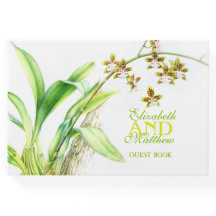 Libro de invitado de bodas de arte de orquídeas de