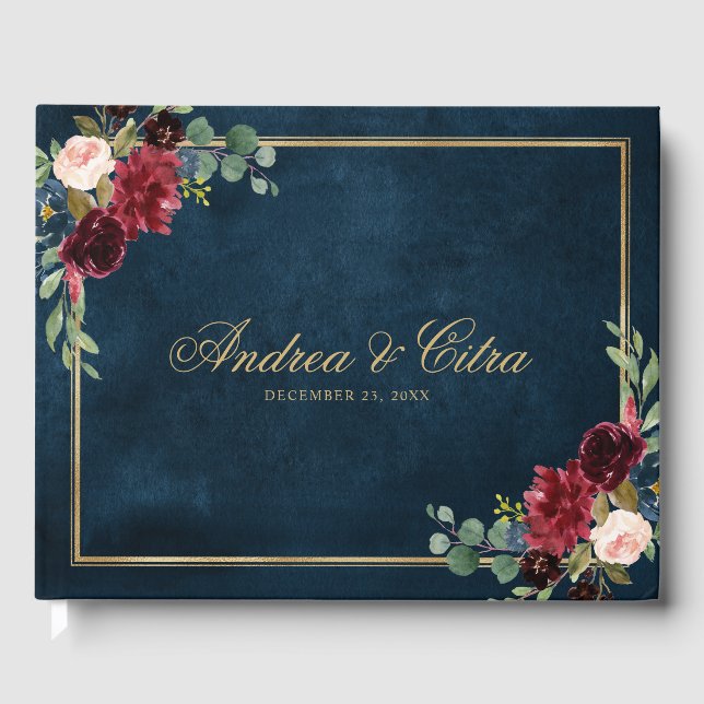 Visitas Libro de invitado de Bodas de floral de la Marina  (Anverso)