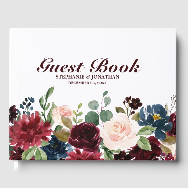 Visitas Libro de invitado de Bodas de floral de la Marina  (Anverso)