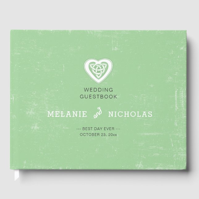 Visitas Libro de invitado de bodas de Irlanda celta 3991 (Anverso)