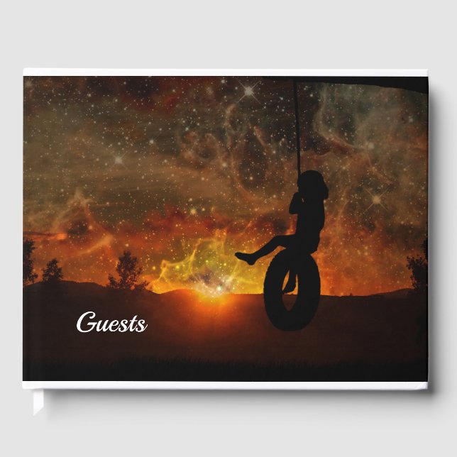 Visitas Libro de Invitado de Child In Tire Swing (Anverso)