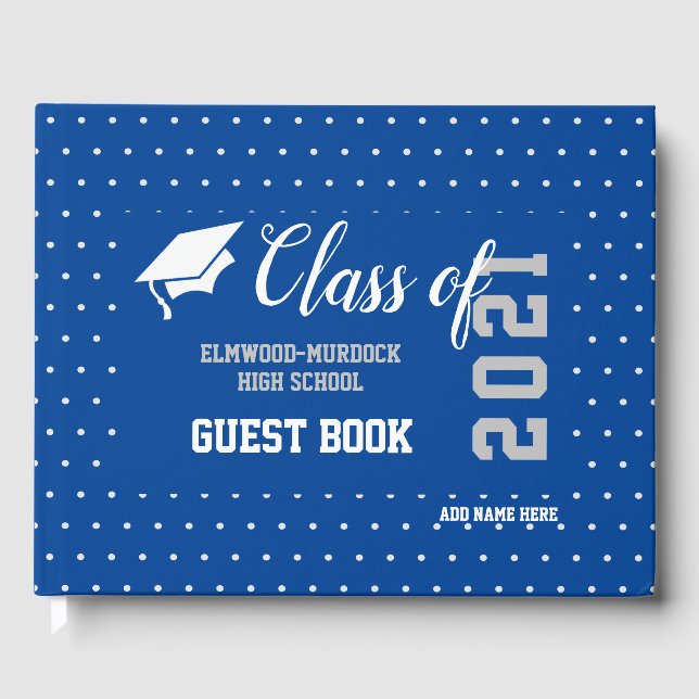 Visitas Libro de invitado de clase 2021 Blue Graduation (Anverso)