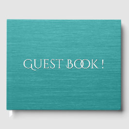 Visitas Libro de invitado de texto Verde azulado con blanc