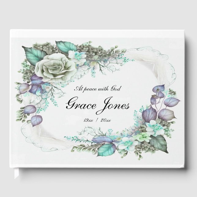 Visitas Libro de invitado funeral Floral sobre Personaliza (Anverso)