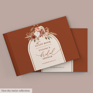 Visitas Libro de invitado romántico terracota pampas boho