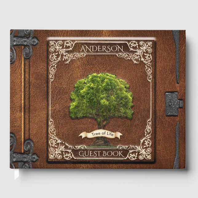 Visitas Libro de invitado Rustic Wood Family (Anverso)