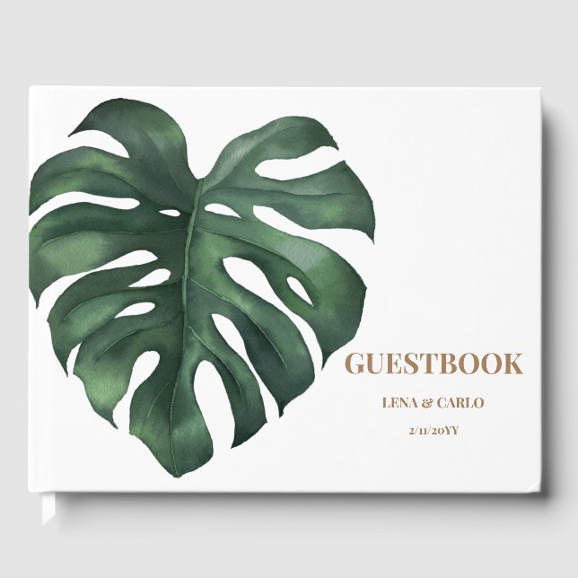 Visitas Libro de invitado sobre la hoja verde de Monstera  (Anverso)