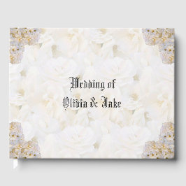 Visitas Libro de invitado sobre rosas blancas románticas