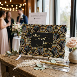 Visitas Libro de invitados de boda boho con patrón bordado