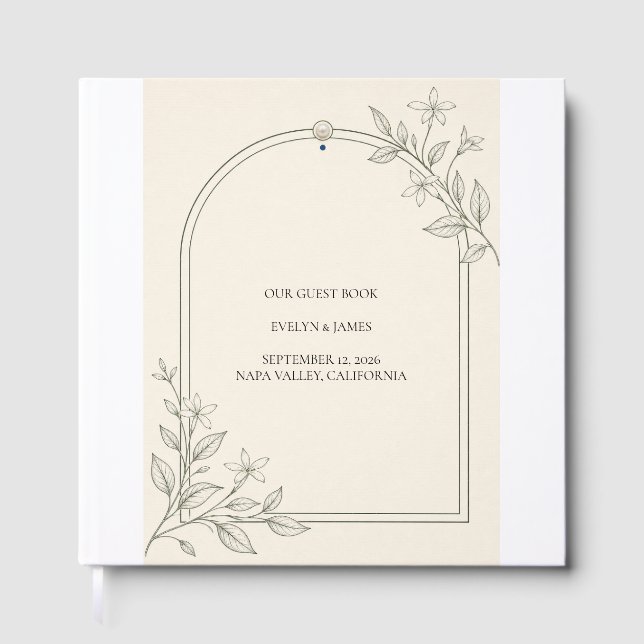 Visitas Libro de invitados de boda botánico de olivo (Anverso)