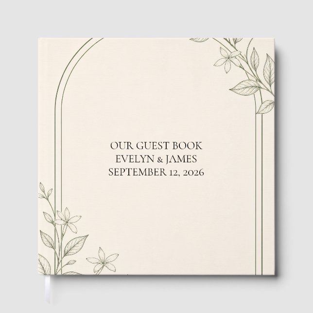 Visitas Libro de invitados de boda botánico de olivo de le (Anverso)