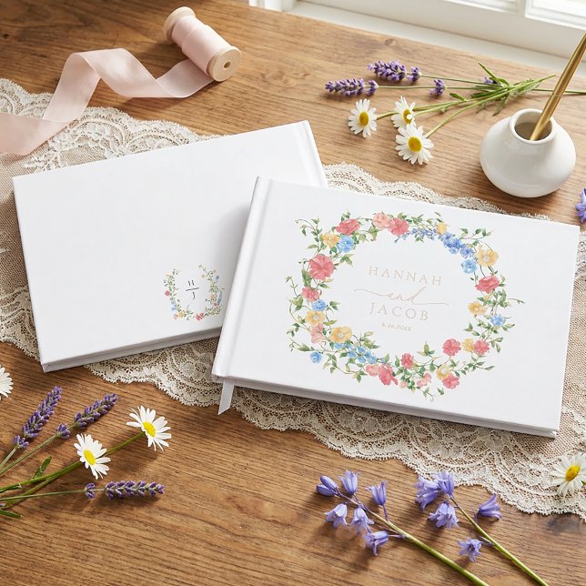 Visitas Libro de Invitados de Boda con Hojas de Flor Silve (Subido por el creador)