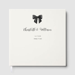 Visitas Libro de invitados de boda con lazo negro elegante