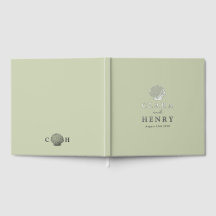 Libro de invitados de boda con monograma de concha