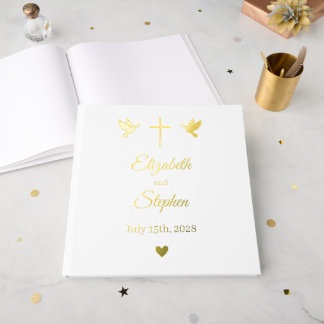 Visitas Libro de invitados de boda cristiano con palomas d
