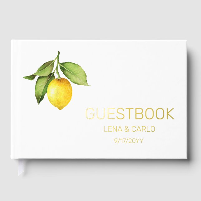 Visitas Libro de invitados de Boda de limón amarillo (Anverso)