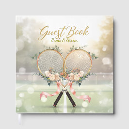 Visitas Libro de invitados de boda de tenis - Raqueta flor