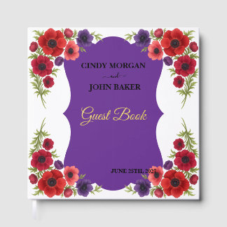 Visitas Libro de invitados de boda floral - Anemone