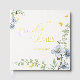 Visitas Libro de invitados de boda floral azul