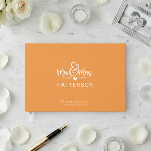 Visitas Libro de invitados de boda naranja personalizado c