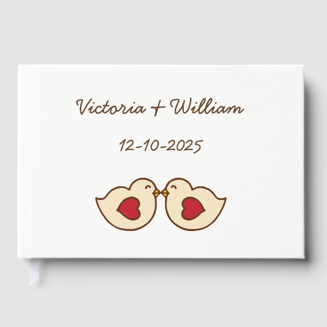 Visitas Libro de invitados de boda personalizado de pájaro (Anverso)