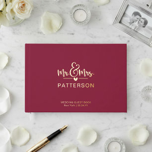 Visitas Libro de invitados de boda personalizado Mr & Mrs