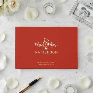 Visitas Libro de invitados de boda rojo personalizado con
