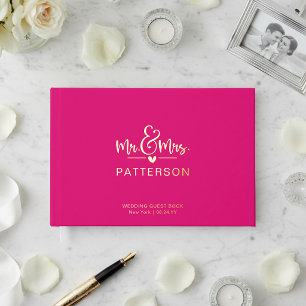 Visitas Libro de invitados de boda rosa con nombre persona