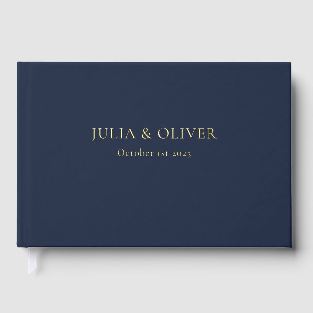 Visitas Libro de invitados de boda simple, Fo de lino de b (Anverso)